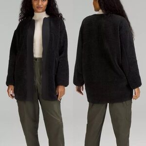 Like New! Lululemon Collarless Textured Fleece Cotton Full Zip Jacket Size 10